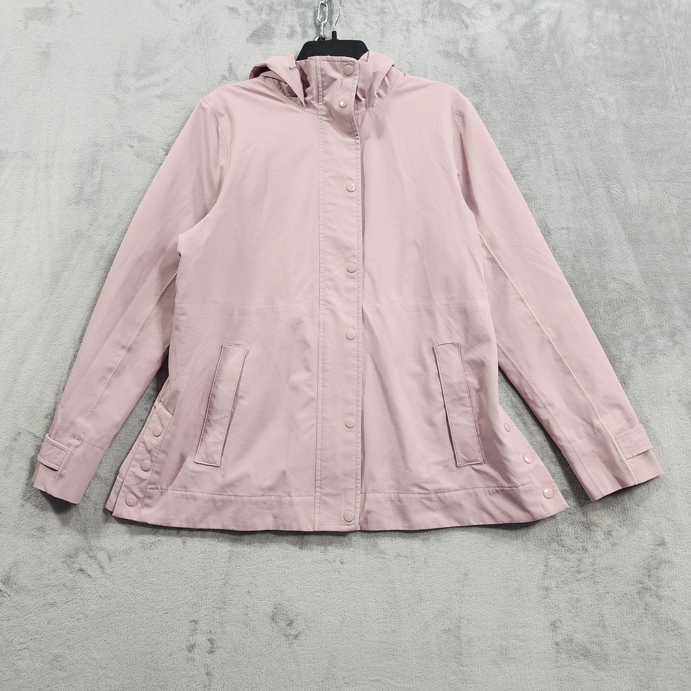 Athleta Jacket Womens M Pink Athleta Sutro Rainout Trench Hooded Full Zip Snap
